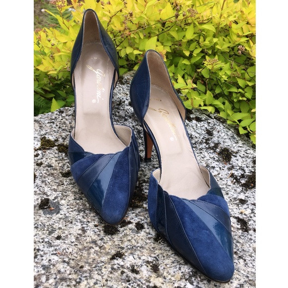 Vintage Garolini Designer Fine Blue Leather Pumps - Picture 3 of 7